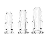 Kit anale plug dilatatore set fallo cavo liscio dildo butt trasparente morbido