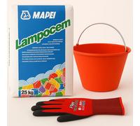 Kit Ancoraggi Rapidi Riparazioni Cemento Rapido 25 Kg Guanti XL Secchio D 36 cm
