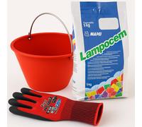 Kit Ancoraggi Rapidi Riparazioni Cemento Rapido 5 Kg Guanti XL Secchio D 36 cm