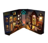 Kit angolo libro in miniatura fai-da-te, kit angolo libro fai-da-te per adulti - Fermalibri puzzle 3D | Fermalibri fai da te Tiny House, fermalibri creativi con luce LED, decorazioni per scaffali