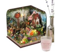 Kit angolo libro - Modello di costruzione di una piccola casa fatta a mano, artigianato creativo in miniatura in legno, display decorativo per assemblaggio fai-da-te | Ornamento da scaffale per libri