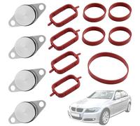 Kit Annullare Farfalle Collettore Aspirazione (22mm) Compatibile con BMW E87 E46 E90 E39 E60 E61 E65 E83 E53 - Rimozione Swirl Flap - Eliminazione Valvole Swirl (4 tappi, 9 Guarnizioni)