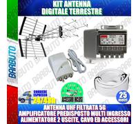 KIT ANTENNA DIGITALE TERRESTRE 5G AMPLIFICATORE MULTIINGRESSO ALIMENTATORE CAVO