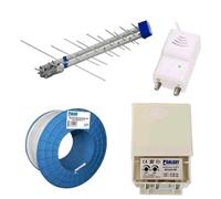 KIT Antenna Digitale Terrestre Alimentatore 12v Amplificatore TV Cavo Coassiale
