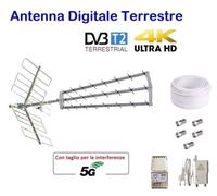 KIT-ANTENNA DIGITALE TERRESTRE+AMPLIFICATORE + ALIMENTATORE+20 MT CAVO+ 5 CONNET