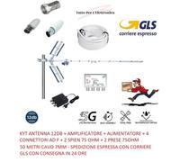 KIT ANTENNA DIGITALE TERRESTRE UHF LTE AMPLIFICATORE ALIMENTATORE + CAVO 50 MT