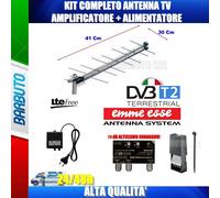 KIT ANTENNA DIGITALE TERRESTRE UHF TIPO SLIM + AMPLIFICATORE 20dB + ALIMENTATORE