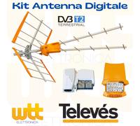 Kit Antenna TV Amplificata Digitale Terrestre Esterna Con Amplificatore Segnale