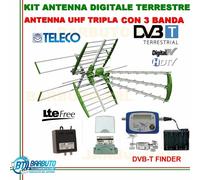 KIT ANTENNA TV COMBO 3-4-5 BANDA+ALIMENTATORE,AMPLIFICATORE E PUNTATORE SEGNALE