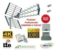 KIT ANTENNA TV DIGITALE TERRESTRE COMPLETA ALIMENTATORE AMPLIFICATORE LTE 4K 5G