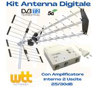 Kit Antenna Tv Digitale Terrestre Esterna 5G LTE Con Amplificatore da Interno 4K