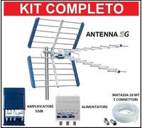Kit Antenna Tv Digitale Terrestre Esterna con Amplificatore da Palo 32dB DVB-T2