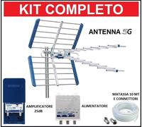 Kit Antenna Tv Digitale Terrestre Esterna con Amplificatore da Palo UHF DVB-T2 °