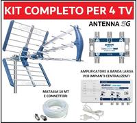 Kit Antenna Tv Digitale Terrestre UHF Centralino Amplificatore Per 2,4,6 Utenti