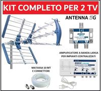 Kit Antenna Tv Digitale Terrestre UHF Centralino Amplificatore Per 2,4,6 Utenti