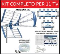 Kit Antenna Tv Digitale Terrestre UHF Centralino Amplificatore Per 2,4,6 Utenti