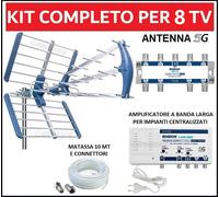 Kit Antenna Tv Digitale Terrestre UHF Centralino Amplificatore Per 2,4,6 Utenti