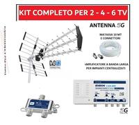 Kit Antenna Tv Digitale Terrestre UHF Centralino Amplificatore X 2,4,6,8 Utenti