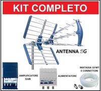 Kit Antenna TV DVB-T2 UHF VHF Esterna Digitale Terrestre Con Amplificatore 30dB