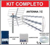 Kit Antenna TV DVB-T2 UHF VHF Esterna Digitale Terrestre Con Amplificatore 30dB"