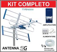 Kit Antenna Tv Esterna Digitale Terrestre UHF Amplificatore Da Palo 5G 2 Uscite
