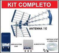 Kit Antenna Tv Esterna Digitale Terrestre UHF Amplificatore Da Palo 5G 2 Uscite