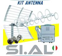 Kit antenna TV UHF completo di centralino 24dB 122dBuV da interno e connettori F