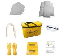 Kit Anti-Inquinamento Chimico - per Fuoriuscite di Sostanze Chimiche Pericolose- 40 Panni, 4 Calze, Guanti e Sacco per Smaltimento