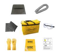 Kit Anti-Inquinamento Universale - Kit Antisversamento per Piccole Fuoriuscite, Assorbe Oli, Acqua, Solventi e Refrigeranti, Assorbenti, Guanti e Sacco (Grigio -30 Litri)