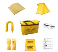 Kit Anti-Inquinamento Universale - Kit Antisversamento per Piccole Fuoriuscite, Assorbe Oli, Acqua, Solventi e Refrigeranti, Assorbenti, Guanti e Sacco (Giallo -30 Litri)
