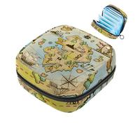 Kit antica con mappa del mondo con bussola per il primo ciclo mestruale, per ragazze, salvaslip per tamponi, borsa mestruale con cerniera, organizer per tovaglioli sanitari