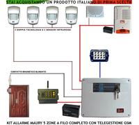 Kit Antifurto Maury Diana 5 Zone 4 Infrarossi Sirena Inter. Ester. Lamp.Tastiera