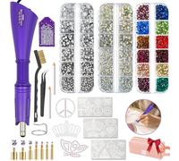 Kit applicatore Hotfix per strass con 4600 cristalli (bianco/AB/12 colori) e 19 modelli di modelli, kit Bedazzler Craft include pinzette, borsa per vestiti, tessuto, costumi da festa accessori fai da