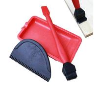 Kit applicatore in silicone a pennello per colla - Spargitore per colla | Set di pennelli in silicone riutilizzabile | Applicatore giue in legno a 3 pezzi con vassoio e pettine | Siiicone durevole e f