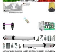 KIT AUTOMAZIONE CANCELLO BATTENTE 2 MOTORI 24 V AUTOMATISMO FOTOC FARO RADIOCOM