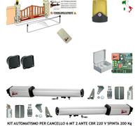 KIT APRICANCELLO 6 MT 2 ANTE CBR MOTORI 220 V RADIOCOMANDO FOTOCEL. INCASSO FARO