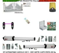 KIT APRICANCELLO AUTOMATICO 5 MT 2 ANTE CBR 2 MOTORI 230 V RADIOC FOTO FAROANTEN