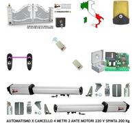 KIT APRICANCELLO ELETTRICO 4 MT 2 ANTE 2 MOTORI 220 V. 2 RADIOC SELET FOTOC FARO
