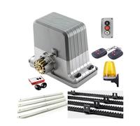 Kit apricancello elettrico, Operatore resistente del motore cancello scorrevole da 1800 kg con cremagliere 4 m 5 6 1 fotocellula a infrarossi lampada lampeggiante(Nylon rack 4m)