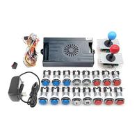 Kit arcade 9800 in 1 Scatola con pulsanti LED Arcade Mame 5 pin 8 vie Joystick Arcade DX Kit 4 giocatori per fai da te a casa Videogioco (rosso e blu)