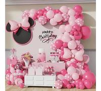 Kit Arche 107 Palloncini Premium - Sublima i tuoi eventi con una decorazione eccezionale per compleanni, matrimoni, rosso rosato opaco, pelle opaca rosa, rosa a pois e 2 papillon in foglia