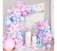 Kit arco di 120 palloncini rosa perla blu e viola, palloncini pastello rosa chiaro da principessa sirena, ghirlanda di palloncini per festa Kpop Music Idol, decorazioni per baby shower, compleanno, ma