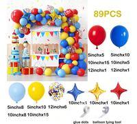Kit arco di ghirlanda floreale e palloncini da circo per carnevale - palloncini multicolore a forma di stelle, fiori e coriandoli rossi, blu e gialli, giocattoli decorativi, forniture per feste per de
