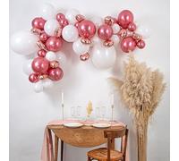 Kit arco di palloncini La Gipsy, 70 palloncini, oro rosa e bianco, 45 cm/30 cm/13 cm, con nastro e punti di colla