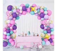 Kit Arco Di Palloncini Rosa e Viola - 132pcs Rosa Viola e Blu Ghirlanda Di Palloncini Con Palloncino Stella, Palloncino Pastello Per Ragazza Unicorno Compleanno Decorazioni Festa Di Genere Rivelazione