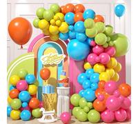 Kit Arco Palloncini Arcobaleno, 114 Pezzi Ghirlanda Palloncini Colorati Misti con Palloncini Rosa Arancia Giallo Verdi Bluey, Arco Di Palloncini Colori per Addobbi Compleanno, Carnevale, Matrimonio