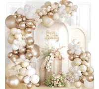 Kit Arco Palloncini Bianco Champagn Oro, 115 Pezzi Ghirlanda Palloncino Beige Con Palloncini Oro Sabbia Bianca, Decorazioni per Compleanno Bambina, Anniversario, Matrimonio, Laurea, Baby Shower