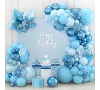 Kit Arco Palloncini Blu, 110 Pezzi Kit Arch Palloncini Ghirlanda e Metallizzati Blu Con Blue Palloncini Coriandoli per Baby Shower, Compleanno, Battesimo Bambino, Genere Rivelare, Laurea