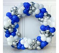 Kit Arco Palloncini Blu - 137pezzi Palloncini Compleanno, Palloncini Blu Bianchi Argento Con Palloncini Metallizzati, Palloncini Decorazioni per Laurea,Battesimo Bambino,Compleanno,Comunione,Matrimoni