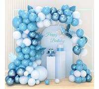 Kit Arco Palloncini Blu, 84 Pezzi Kit Palloncini Compleanno Azzurri con Palloncini Blu Palloncini Metallizzati Blu per Decorazioni Compleanno Comunione Matrimonio Battesimo Bimbo, Baby Shower, Laurea